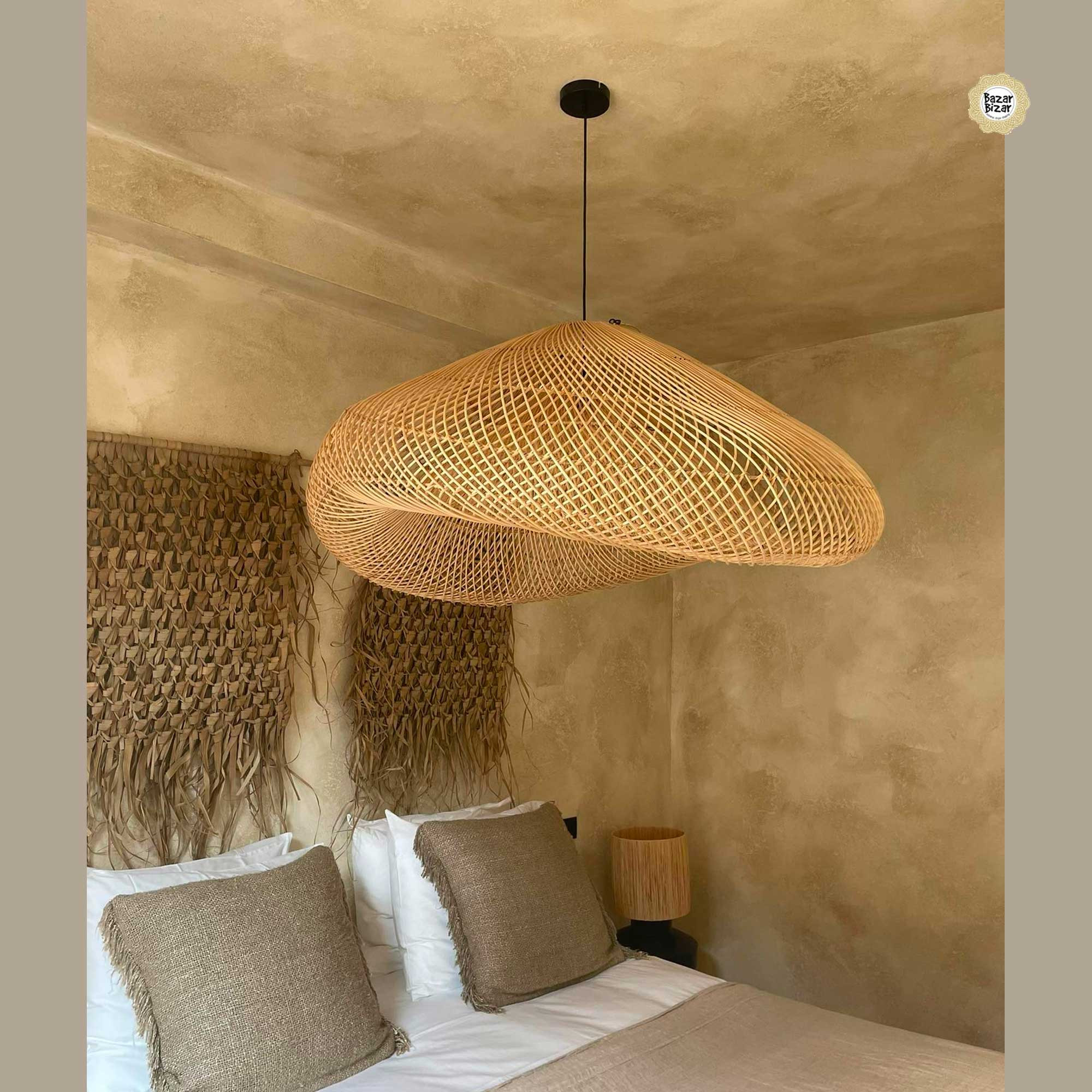 Hängelampe Aus Holz / Rattan Im Boho Stil | Bazar Bizar Lampen intended for Lampen Für Schlafzimmer