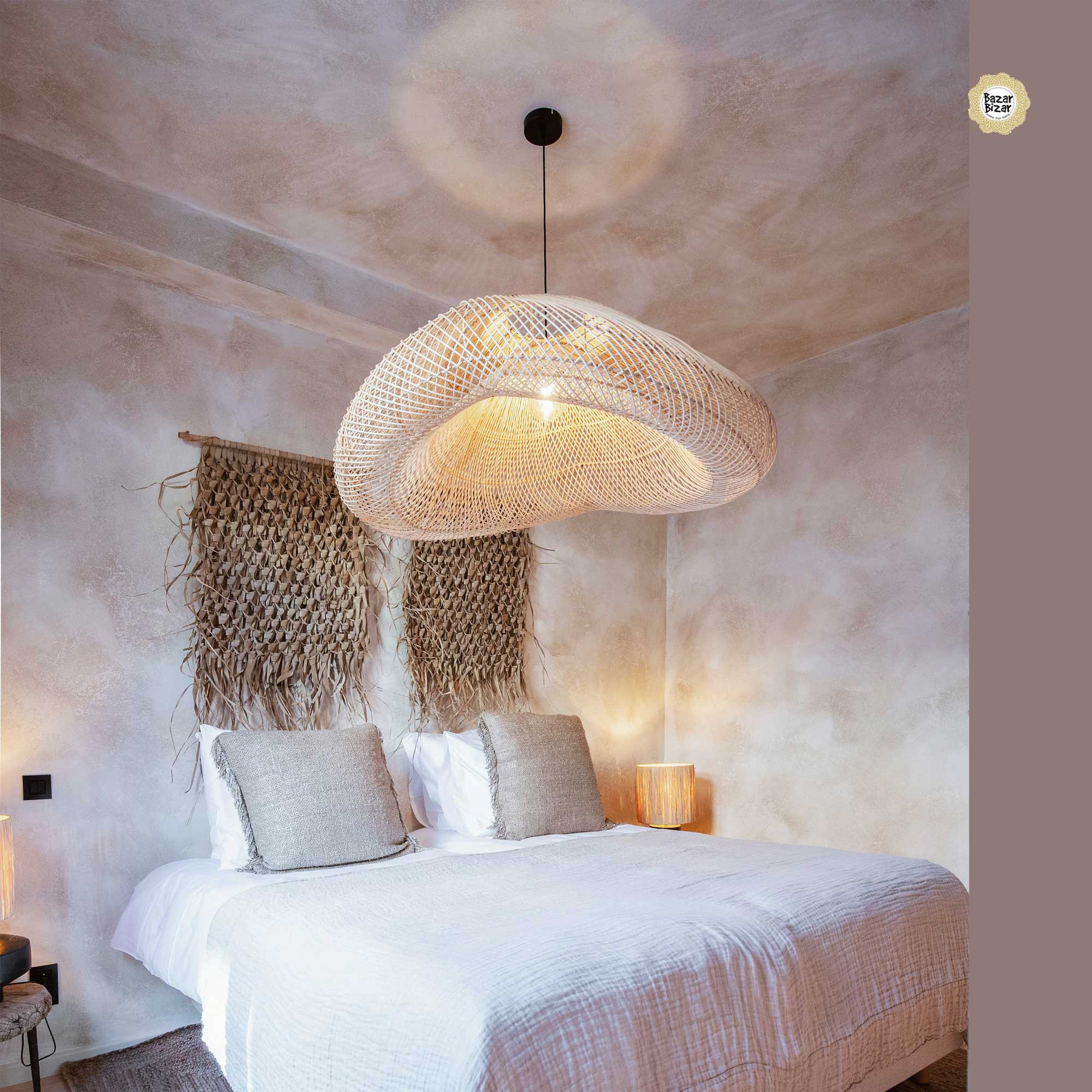 Hängelampe Aus Holz / Rattan Im Boho Stil | Bazar Bizar Lampen with Schöne Schlafzimmer Lampen