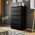 Mirjan24 Kommode Malwa M5, Stilvoll Sideboard Mit 5 Schubladen,  Schlafzimmer Highboard, Modern Kollektion (Schwarz) Pertaining To Schlafzimmer Kommode Schwarz