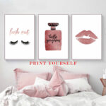 Rose Gold Dekor, Make Up Wand Kunst, Lashes Druck, Rosa Schlafzimmer  Wand Dekor, Hallo Wunderschöne Zeichen, Mode Plakate, Lash Out, Lippen  Druckbare, Pertaining To Schlafzimmer Rosegold