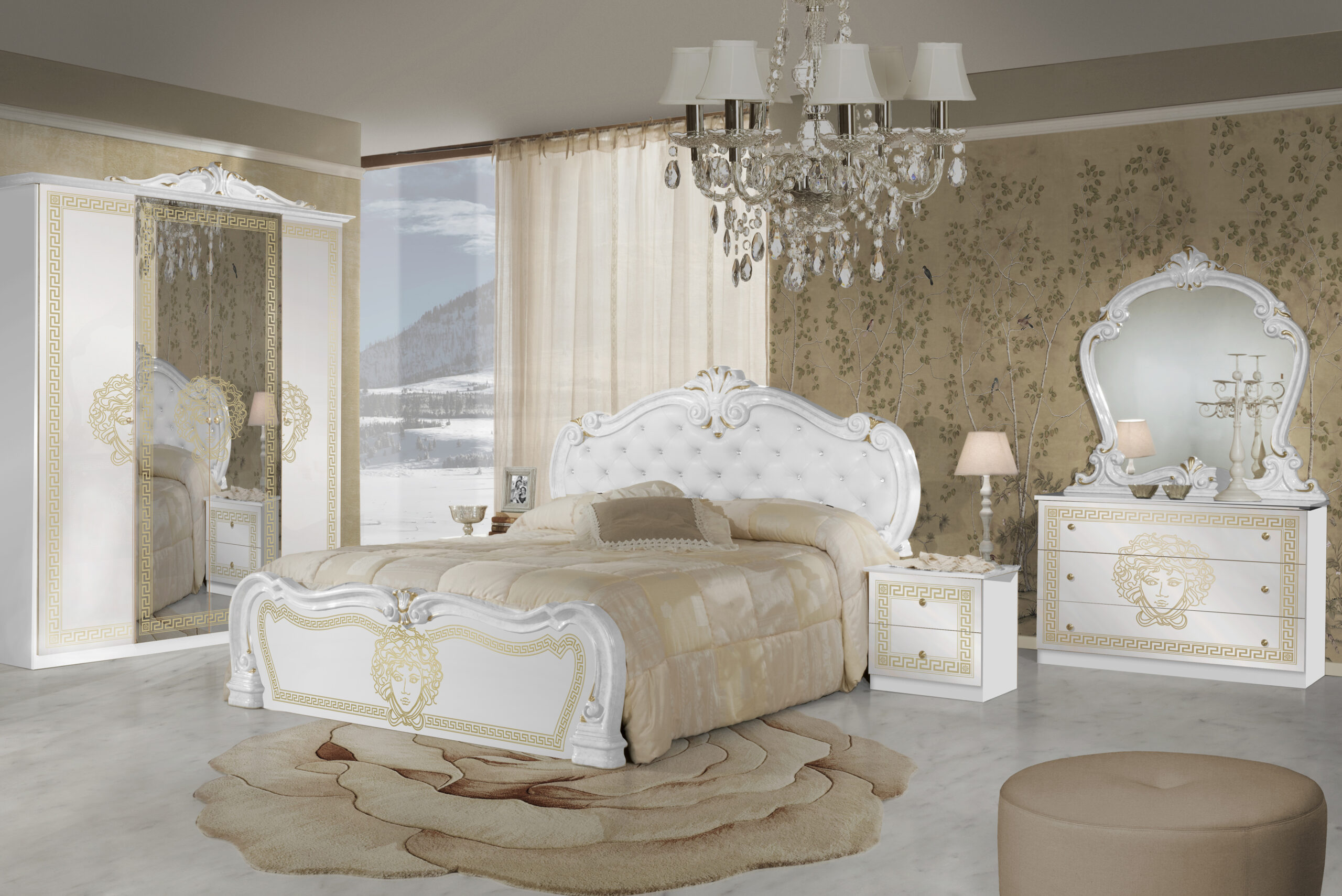 Barock Schlafzimmer Greta In Weiss/Gold 6-Teilig with Schlafzimmer Weiß Gold