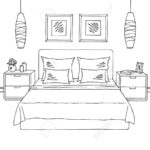 Schlafzimmer Grafik Schwarz Weiß Innenraum Skizze Illustration With Schlafzimmer Zeichnen