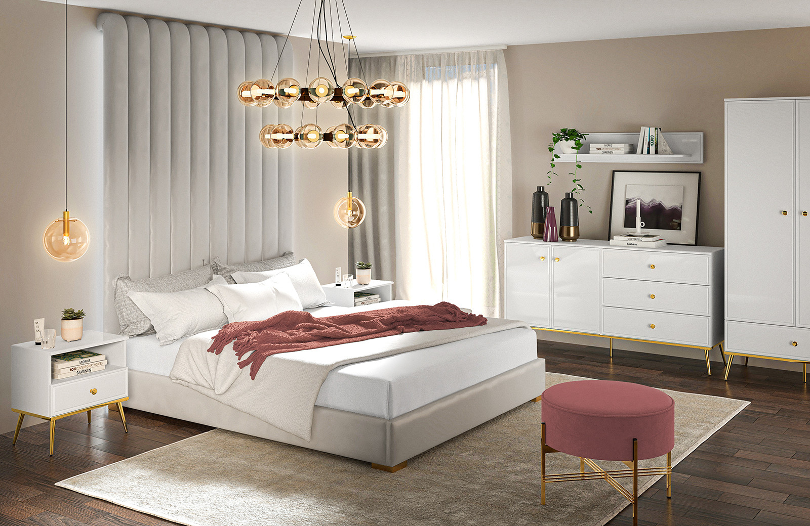 Schlafzimmer Set Farbe: Weiß Hochglanz / Gold Sonderangebot regarding Schlafzimmer Weiß Gold